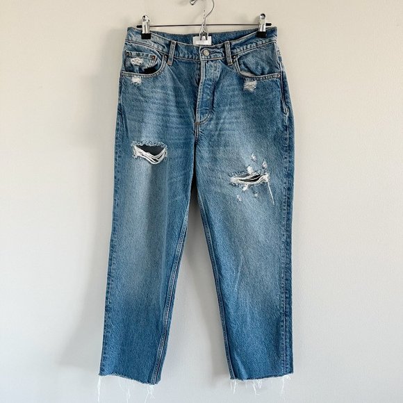 Boyish Denim - Boyish Tommy High Rise Straight Leg Crop Jean in Dirty Dancing 28 Blue